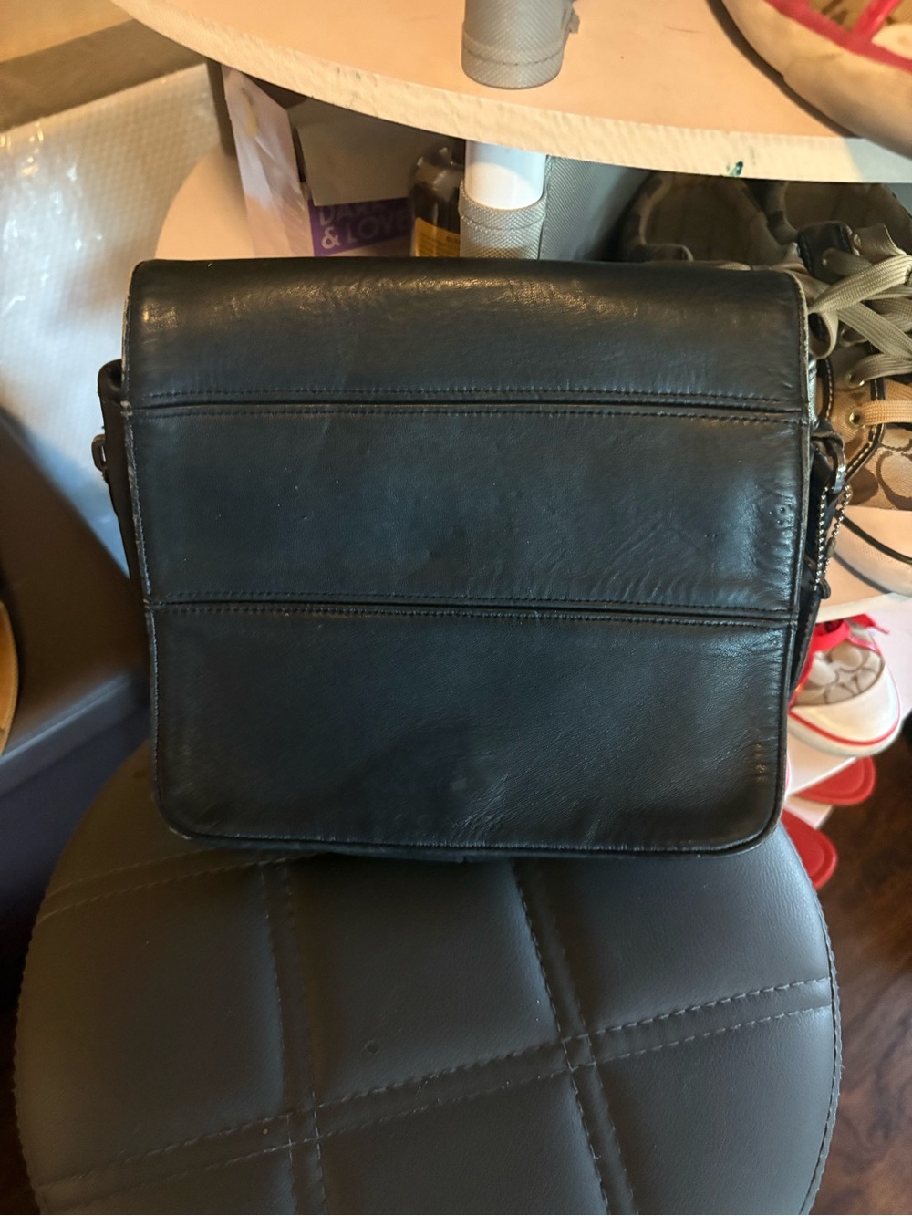 Coach Black Leather Shoulder Bag - Compact Flap Crossbody